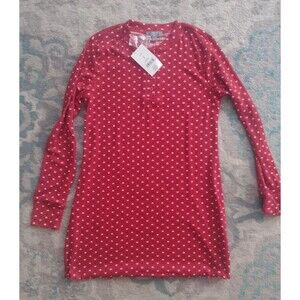 Loft Henley sleep dress small red micro hearts 31 inch length